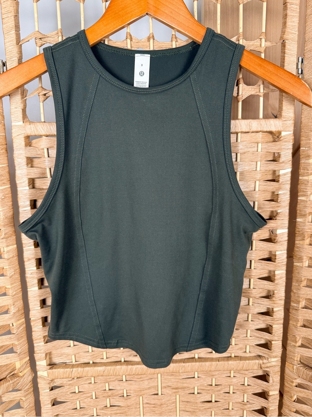 NWOT Lululemon Soft Sueded Crop Tank Olive Green Size 8